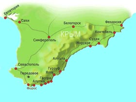 Карта Крыма. Фото: с сайта restinyalta.narod.ru (с)