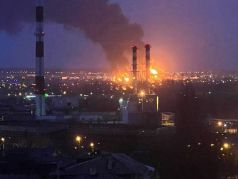 Пожар на нефтебазе в Белгороде, 1.04.22. Фото: t.me/venskie
